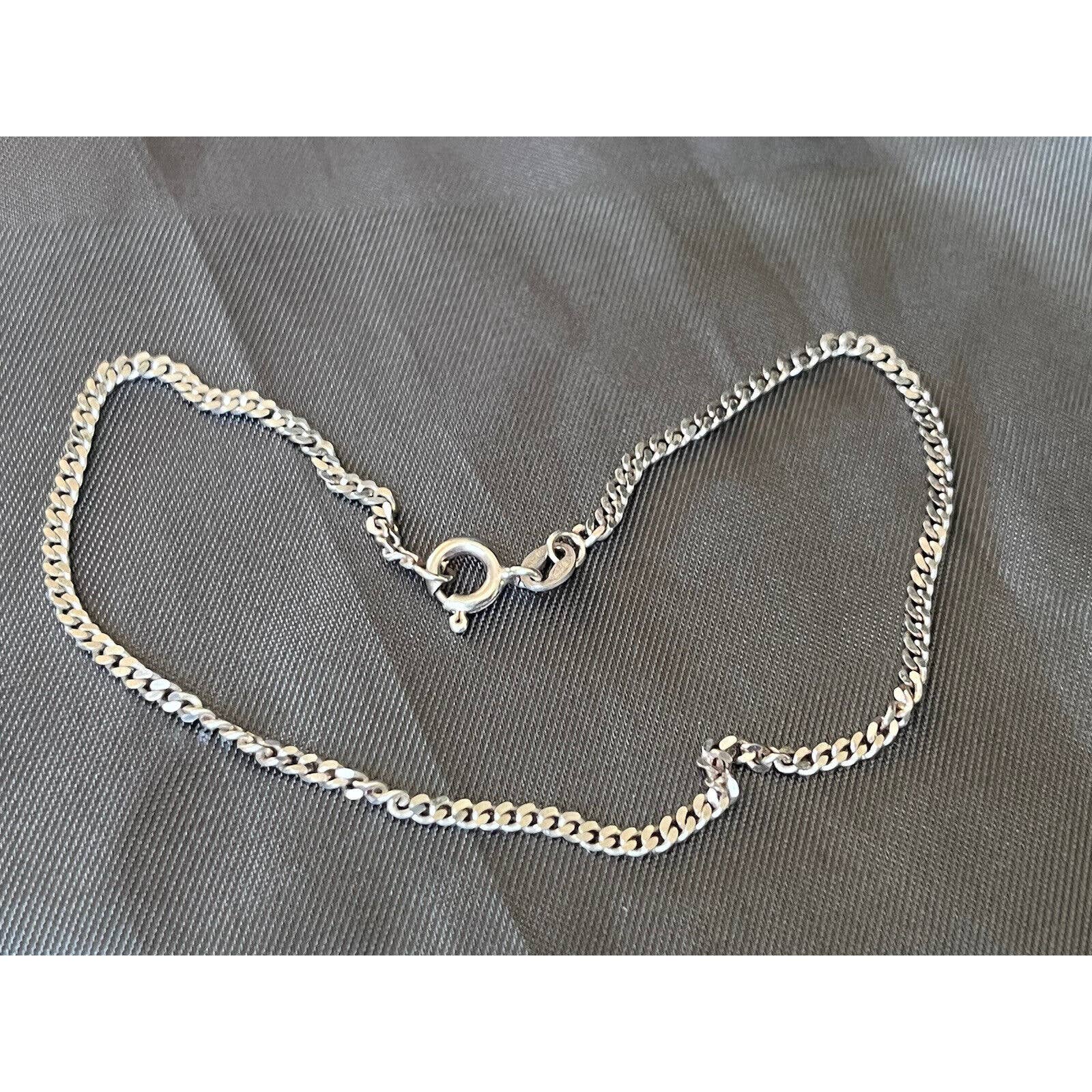 Vintage Sterling Silver Milor Anklet Flat Chain Made In Italy By Milor 9